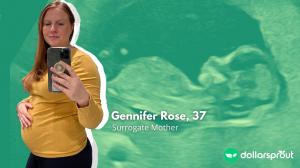 Gennifer Rose, 37, posing with her pregnant belly