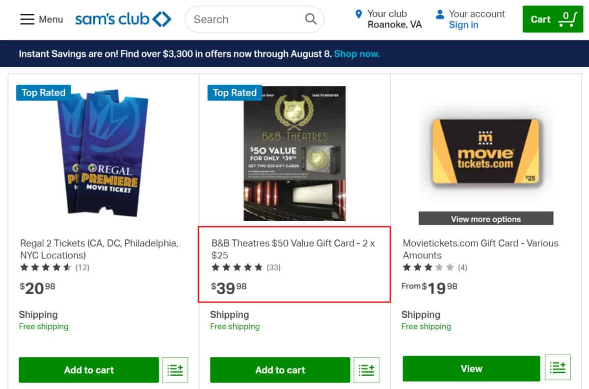 warehouse sellers often offer movie tickets at wholesale prices